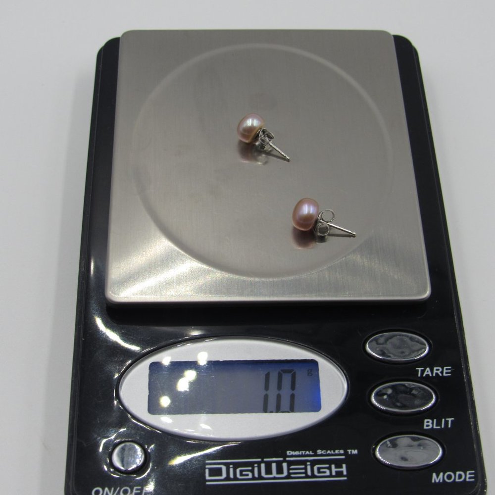 Sterling Silver Light Color Genuine Pearl Earrings - Picture 5 of 5